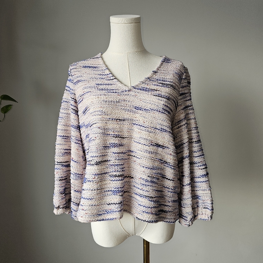 Madewell Size m V-Neck Sweater rainbow jacquard textured top
